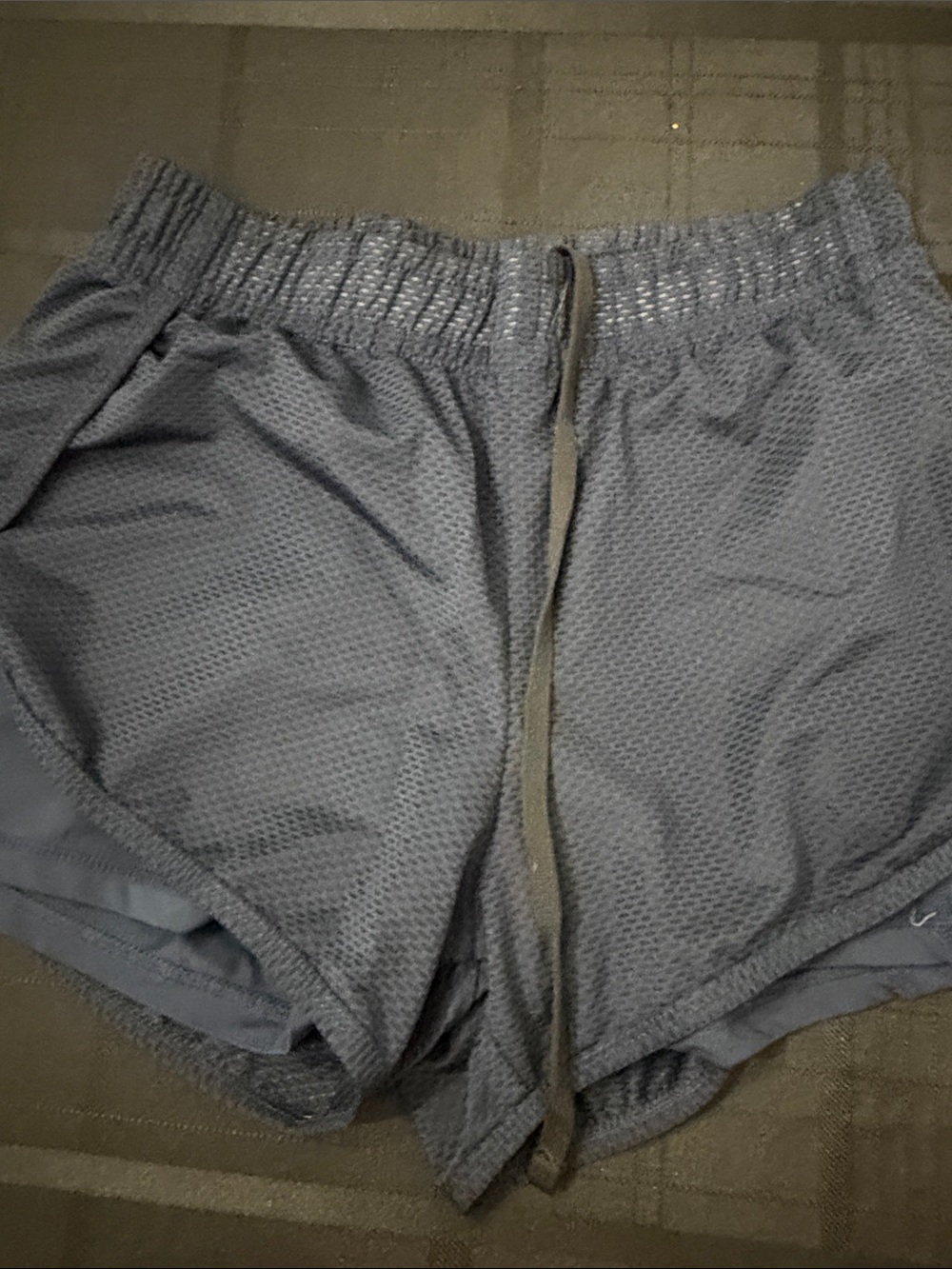 Women's Navy Blue Mesh Athletic Shorts with Drawstring